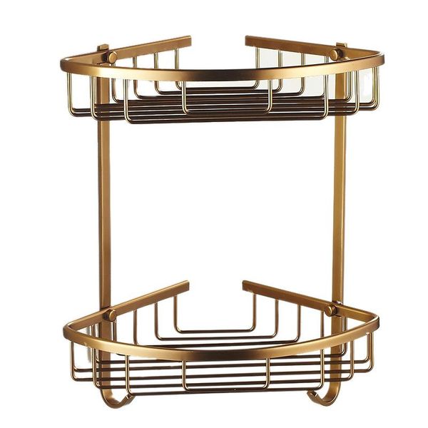 

bathroom storage & organization wall mounted antique finish aluminum shower shampoo shelf basket holder fashion double layer