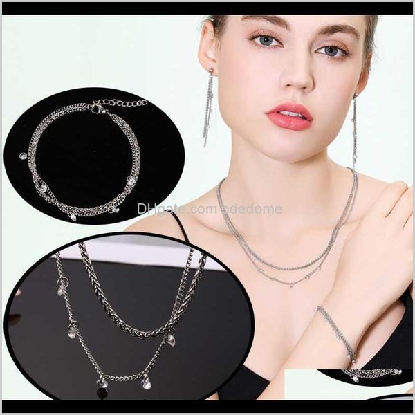 

& drop delivery 2021 oufei colorful bracelet and necklace set in jewelry sets fashion earrings for women statement x7rzq, Silver
