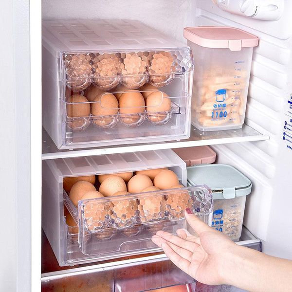 

storage bottles & jars egg box drawer style kitchen double-layer 34 grid transparent ps anti collision tray finishing fresh keeping