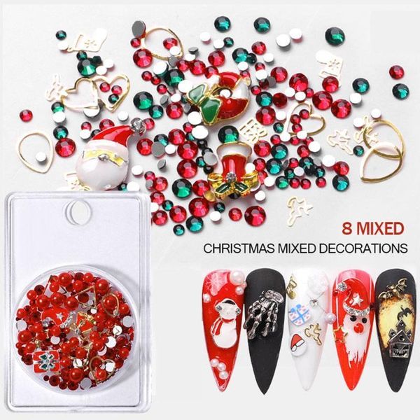 

christmas nail alloy rhinestone mixed series halloween ornaments metal flakes art decoration diy1, Black