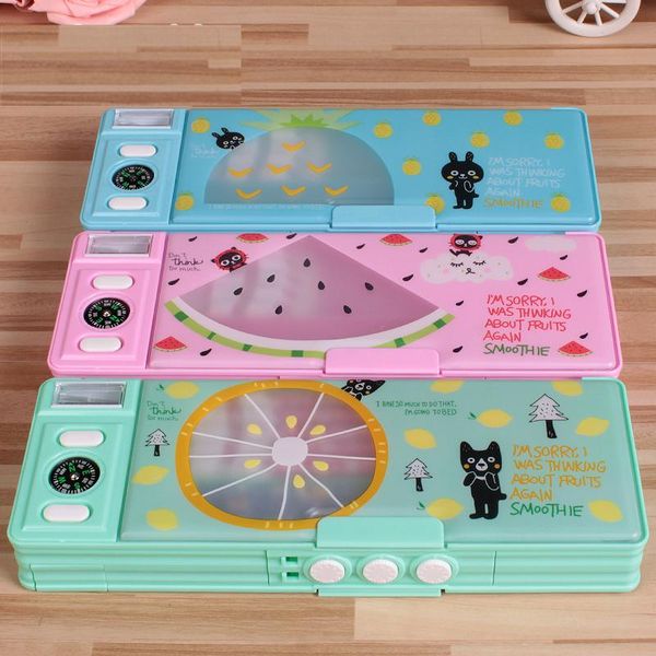 

pencil cases multifunction box case with coded lock magnetic closu two side holder kids boy girl gift school stationery