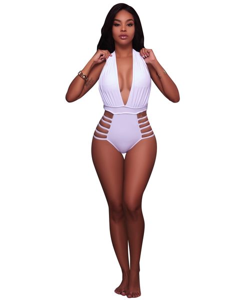 

swimwear n316 solid lace up one piece women's bikini, White;black