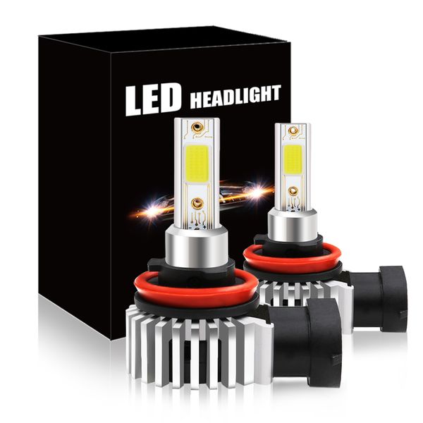 PAMPSEE 1200LM H4 H7 LED Farol do carro H1 H8 H9 H11 9005 HB3 9006 HB4 9012 Lâmpada LED Mini farol automático luz de nevoeiro para carro 6000K