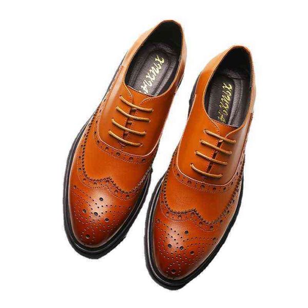 

2021 men's busins drs fashion leather sho british casual single block 6002