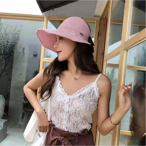 

women foldable sun hat water sprinkling festival summer lightweight portable bowknot casual exquisite travel fashion wide brim hats, Blue;gray