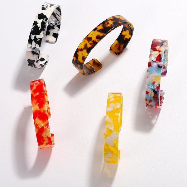 

new fashion round resin big bracelet bangles for women thin open cuff leopard print acrylic wedding bracelet jewelry accessories1, Black