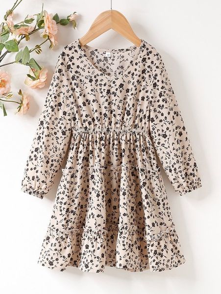 

toddler girls ditsy floral ruffle hem dress she, Red;yellow