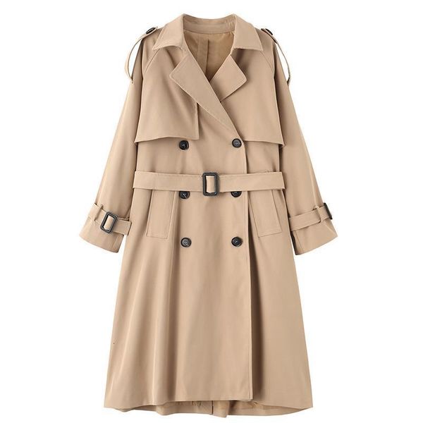 

women's trench coats england style women coat long double-breasted with belt female outerwear spring autumn khaki lady loose windbreake, Tan;black