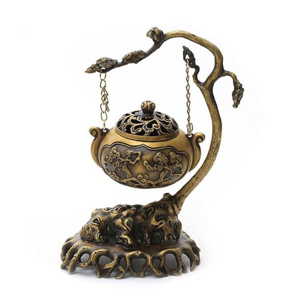 

fragrance lamps antique copper embossed hollow hanging incense burner creative plum blossom ornaments chinese retro zen
