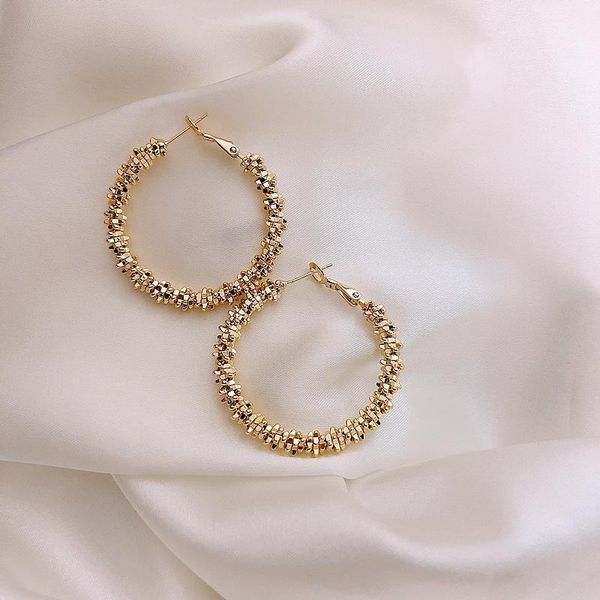 

minimalist gold wire drawing metal hip hoop korean fashion jewelry gothic unusual accessories girl's earrings for woman & huggie, Golden;silver