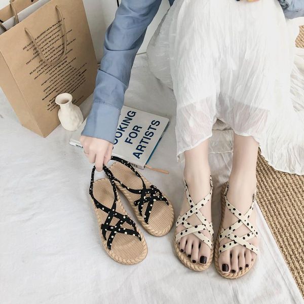 

sandals fairy fashion 2021 summer student versatile roman strap, Black