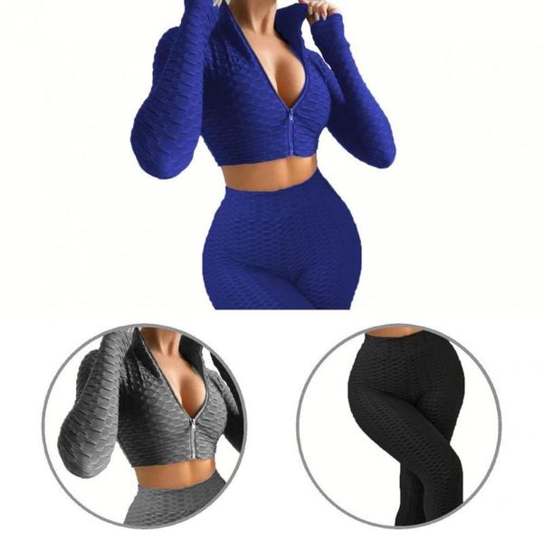 

gym clothing quick-drying comfy crop skinny textured sport outfits sportswear sweat suit high waist for sports, White;black
