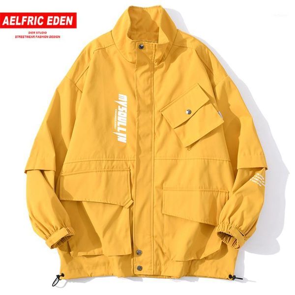 

cargo jackets mens hip hop multi-pockets tactical coats 2021 autumn streetwear harajuku track jacket outwear men's, Black;brown