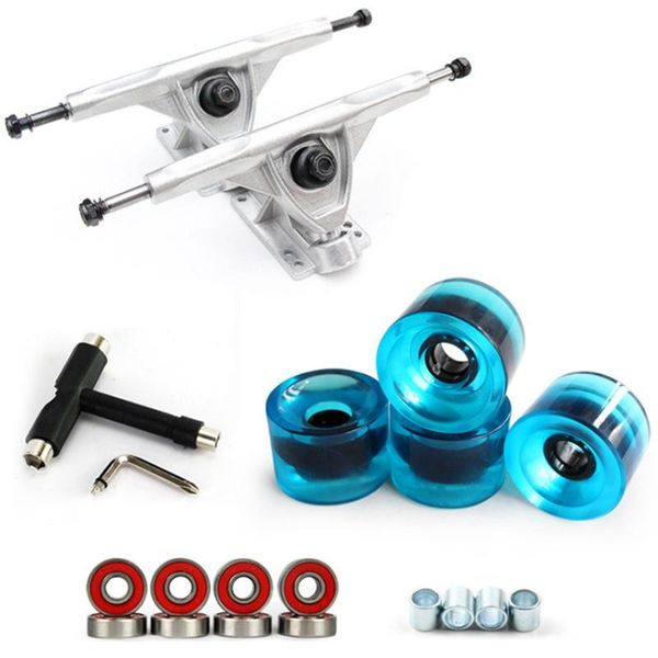 

7inch longboard truck wheels set 4pcs pu 8pcs bearing t skateboard tool wheel combo for skateboarding