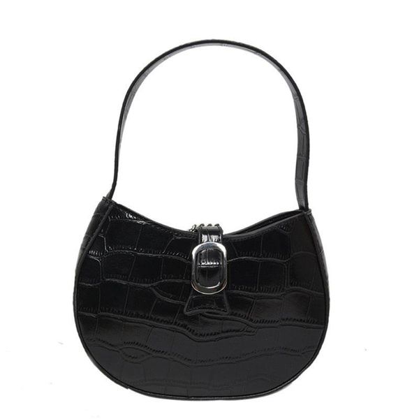 

evening bags 2021 retro women's shoulder bag pu leather saddle fashion crocodile pattern female crossbody with chain strap