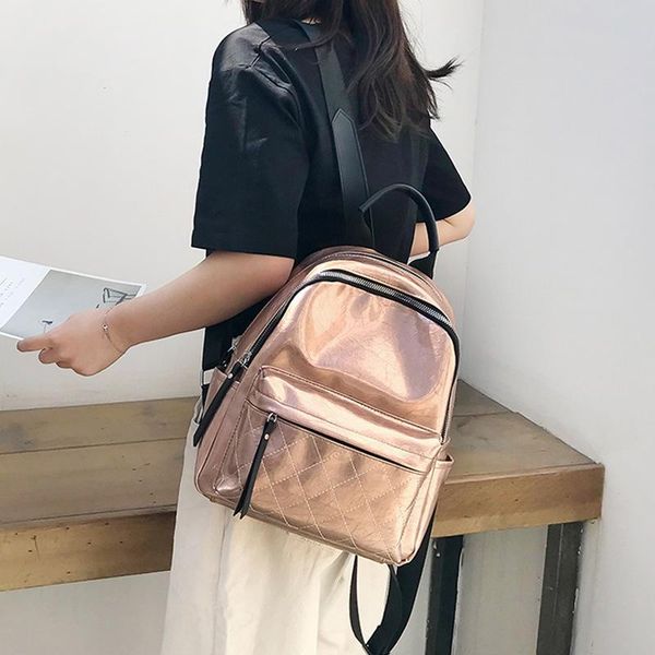 

backpack women 2021 casual women's bag wild simple ladies fashion pu bright