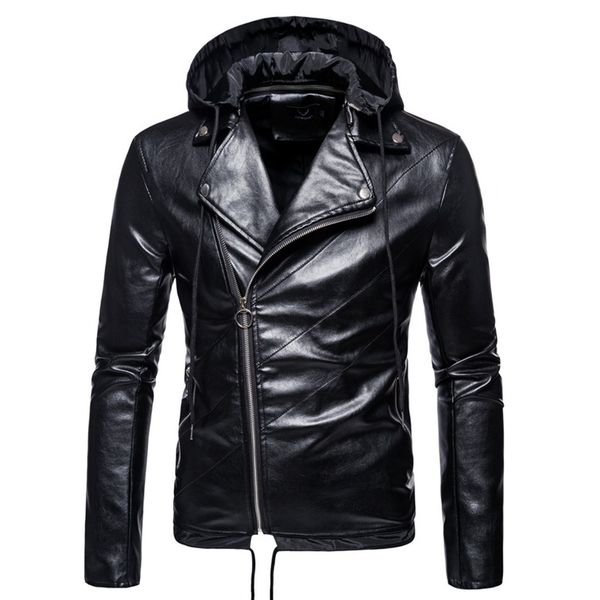 

new autumn men can take off the cap motorcycle leather jacket pu jacket, Black;brown