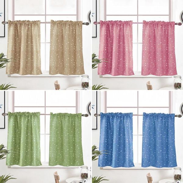 

solid short curtain for kitchen cabinet living room star printed window door voile drapes cafe bar half-curtain home decor
