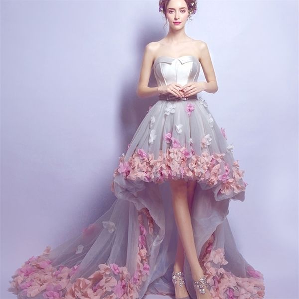 

korean version of the word shoulder petal short long tail dress knee-length strapless natural zippers sleeveless 210603, Black;gray