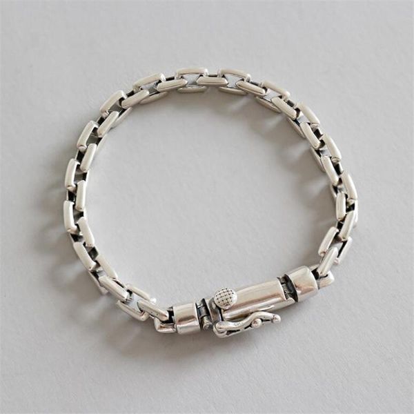 

link, chain men vintage sterling silver bracelets fashion manual jewelry metal cross simple old ancient 925 for women, Black