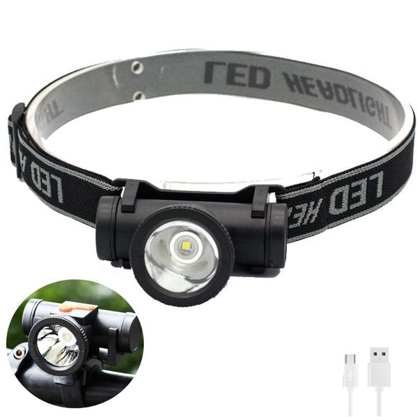 

headlamps 2in1 200lm xm-l t6 led headlamp emergency spotlight 18650 usb bicycle head torch light 3modes camping lantern warning strobe