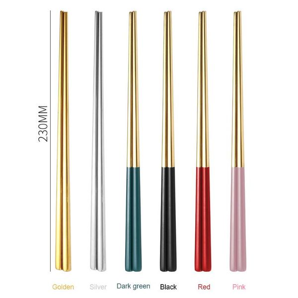 

chopsticks stainless steel anti-slip anti-scalding gold-plated square portable flatware household kitchen