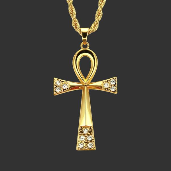 

amulet pendant egyptian crucifix 24k copper cross necklace for women symbol of life men's necklaces jewelry gifts, Silver