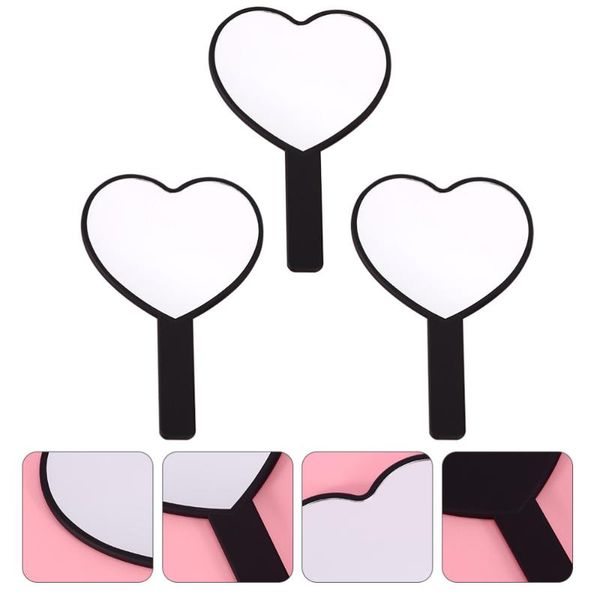 

compact mirrors 3 pcs beautiful beauty smooth hand-held makeup (black)