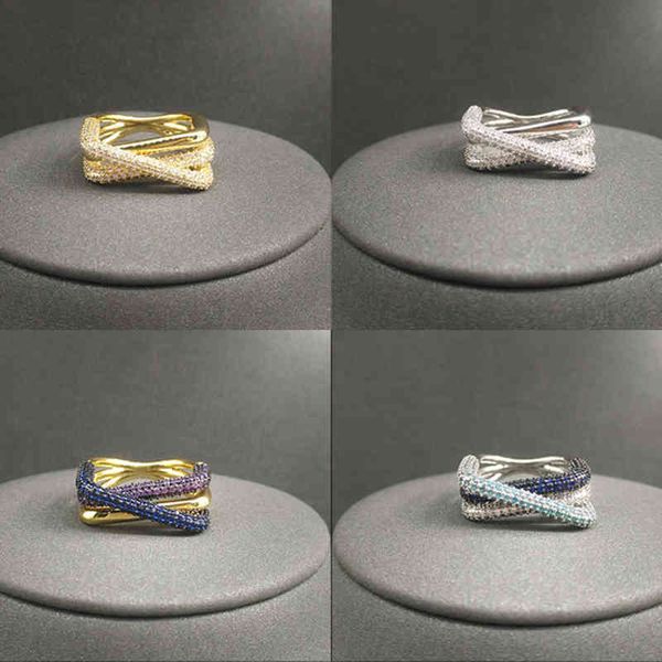 

cheny s925 sterling silver august new product navy blue lake blue interlaced rectangular simple personality banquet ring female