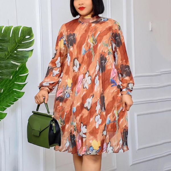 

casual dresses african for women 2021 fashion africa a line long sleeve pullovers knee length elegant work office wear dress midi, Black;gray
