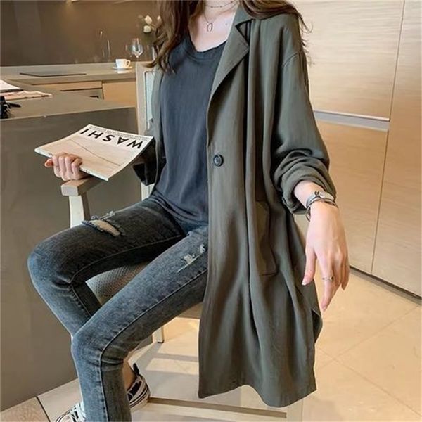 

windbreaker women's medium length 2019 spring and autumn new loose waitmore thin small student coat fashion, Black