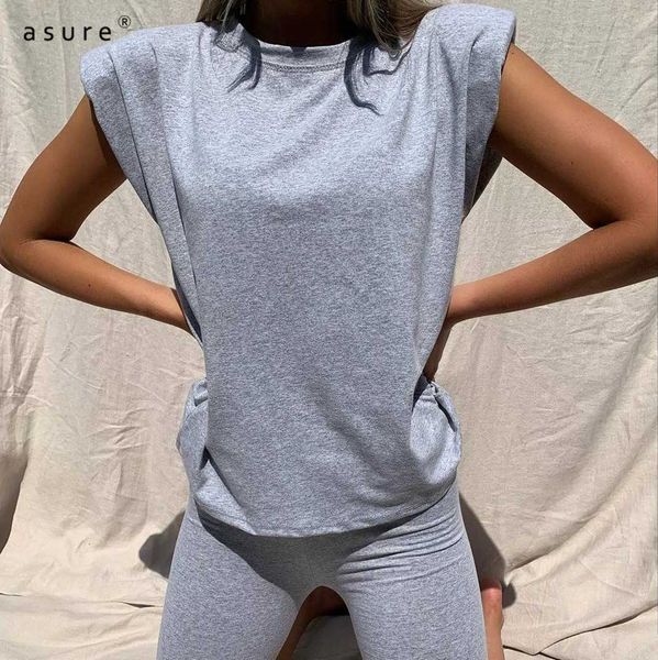 

two piece set women office tracksuit outfit summer clothing female crop shorts 2 piece sets sportswear lh0433 210712, Gray