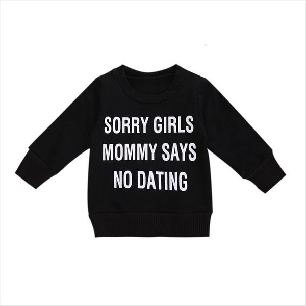 

1 6y autumn toddler baby boy girl sweatshirts black warm thread o neck long sleeves letter printing for little boys