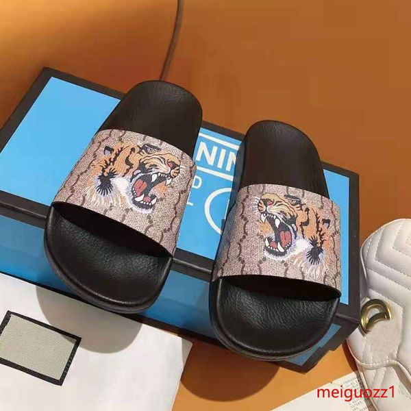 

brand men women slippers marque designer shoe rubber slides sandal flat blooms strawberry tiger bees green black white fashion shoes beach f