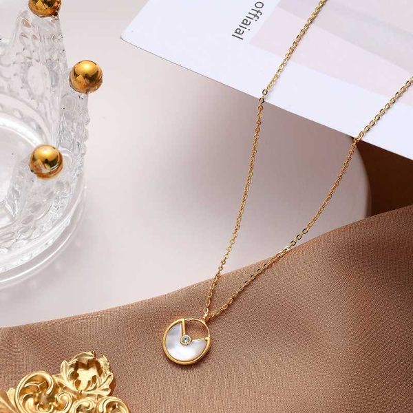 

fashion women round collar choker zircon shell amulet pendant necklace jewelry clothing accessory lucky gift for girl female necklaces, Silver
