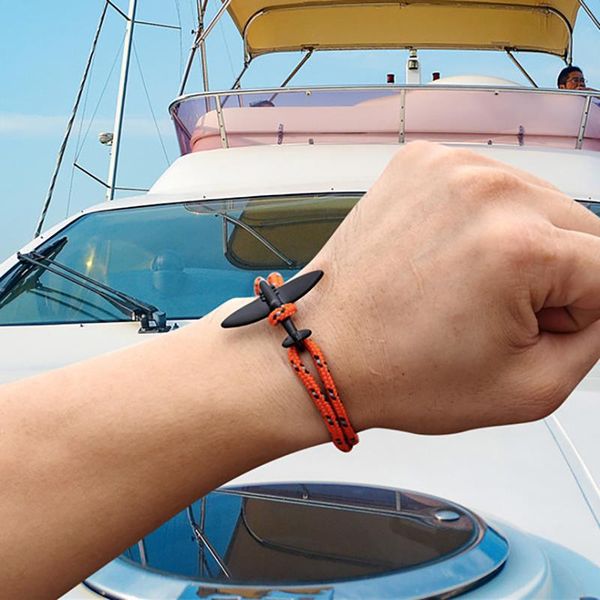 

tennis boho hand braided multilayer paracord rope bracelet charm airplane design cool braclet for men viking priate armband jewelry, Golden;silver