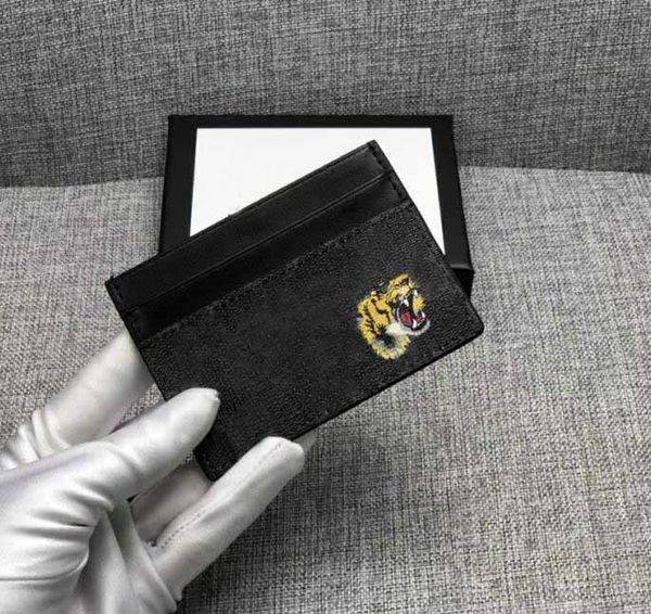 

2021 men women fashion classic animal picture casual credit card id holder leather ultra slim wallet packet bag water ripple purse with, Brown;gray