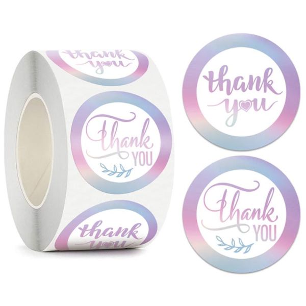 

jewelry pouches, bags 100-500pcs 1.5inch thank you stickers rainbow laser sticker holographic for small business wrapping boutiques, Pink;blue