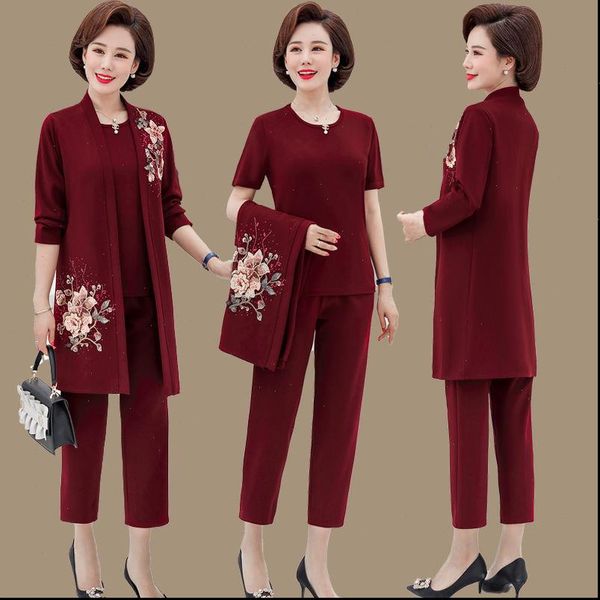 

womens women tracksuits spring autumn three piece sets floral printed long sleeve coat short and loose pants suits large, Gray