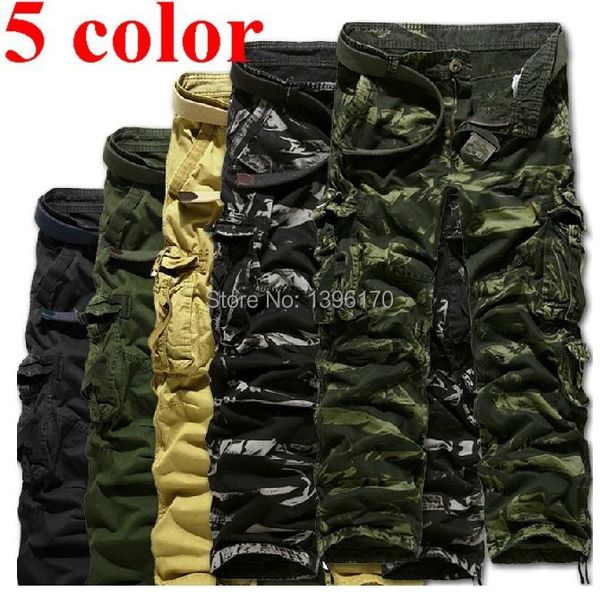 

brand tactical pants multi-pocket washed 100% cotton army camouflage overalls men cargo size 29-38 men's, Black