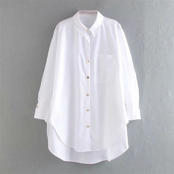 

za 2021 oversized blouse white button up shirts women summer fashion ladies long sleeve big size woman long shirt tunic