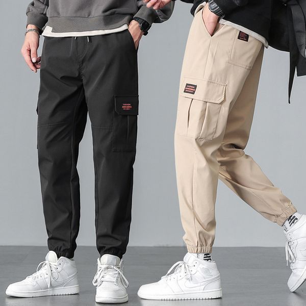 

men's pants summer loose overalls sportswear fashion couple casual, Black