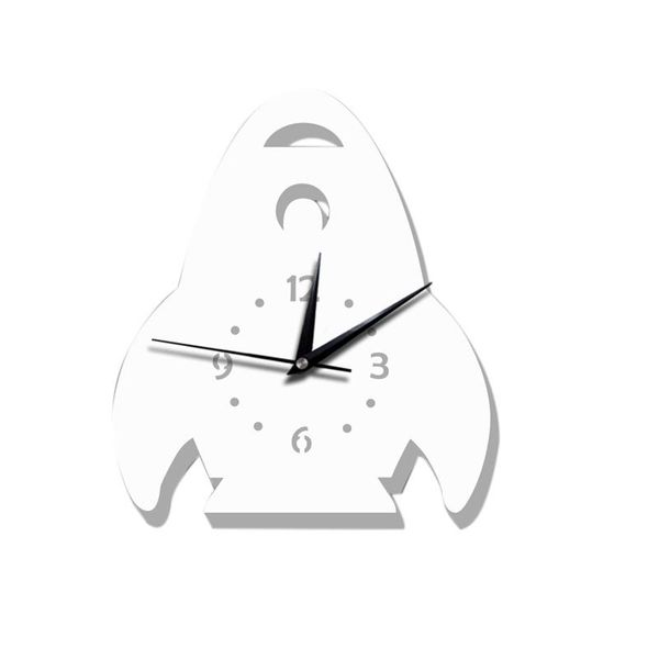 

cartoon spaceship wall clock art design diy silence home kids room decor clocks