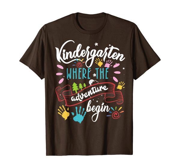 

kindergarten where the adventure begins shirt kinder teacher, White;black