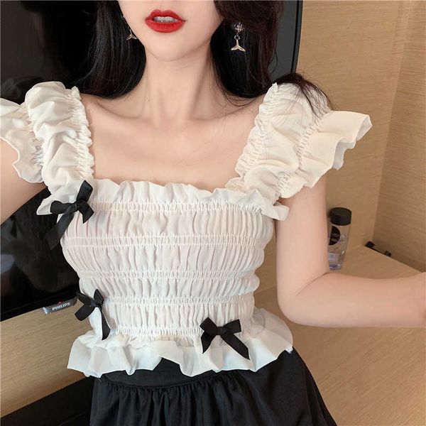 

womengaga t-shirt women's short navel slim white sleeve summer fashion tights tees lace mesh korean 3fpy 210603