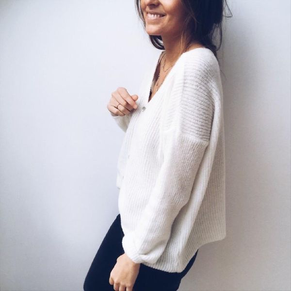 

women's sweaters women ladies long sleeve button chunky fleece sweater knitted cardigan coat, White;black