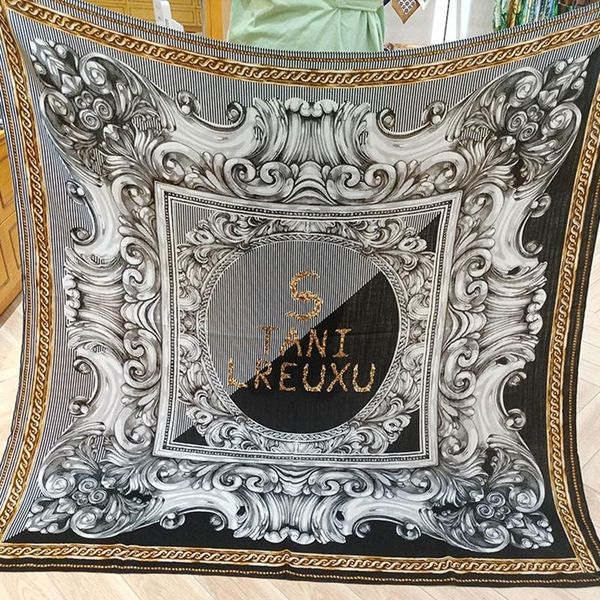 

scarves baroque type large square wool scarf shawl cape women ladies winter wraps 135*135cm, Blue;gray