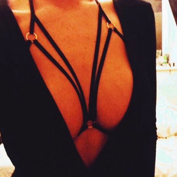 

fashion solid color elastic bandage bra female, Black;white