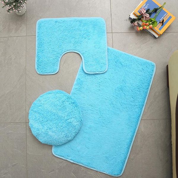 

microfiber bathroom rugs set shaggy soft bath mat & u-shaped toilet rug non-slip machine wash dry absorbent carpets