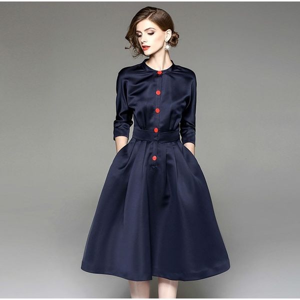 

women office wear dress auutmn half sleeve slim long robe ladies elegant plus size party dresses vestidos 210525, Black;gray